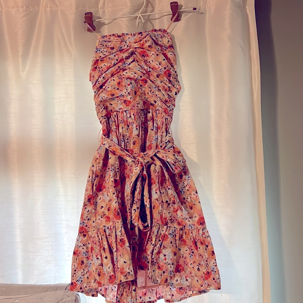 Strapless, floral dress by AQUA.  Size XS